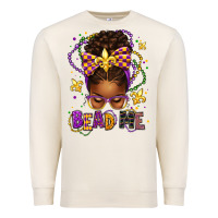 Sandshell bead me mardi gras afro messy bun Premium Sweatshirt - texasbilliewilder