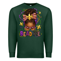 Sports Green bead me mardi gras afro messy bun Premium Sweatshirt - texasbilliewilder