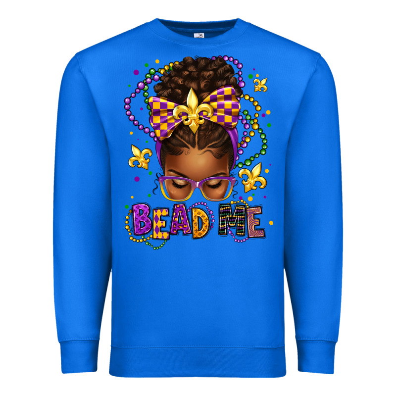 Bead Me Mardi Gras Afro Messy Bun Premium Sweatshirt by texasbilliewilder | Teevron