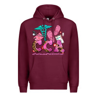 Burgundy cca  continuing care assistant with crocs Premium Hoodie - AdoDesignShop