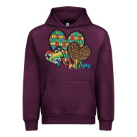 Mauve Wine autism hearts leopard cowhide Urban Hoodie - Artiststas