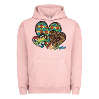 Pigment Salmon autism hearts leopard cowhide Urban Hoodie - Artiststas