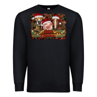 Black merry christmas farm animals Premium Sweatshirt - RanaPortraitStore