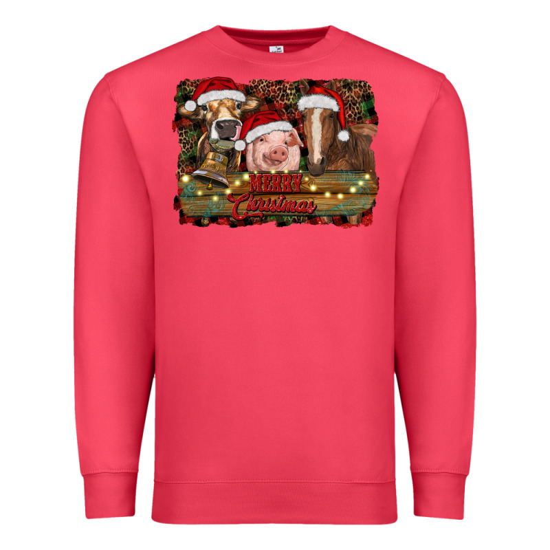 Merry Christmas Farm Animals Premium Sweatshirt by RanaPortraitStore | Teevron
