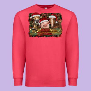 Merry Christmas Farm Animals Premium Sweatshirt Designed By Ranaportraitstore
