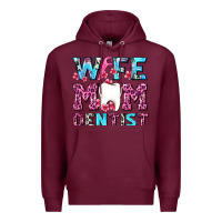 Burgundy Wife Mom Dentist With Tooth And Floss Premium Hoodie - AdoDesignShop