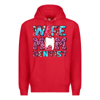 Red Wife Mom Dentist With Tooth And Floss Premium Hoodie - AdoDesignShop