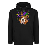 Black Mardi gras beagle Heavyweight Hoodie - RanaPortraitStore