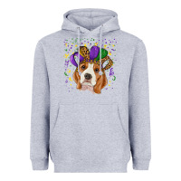 Heather Grey Mardi gras beagle Heavyweight Hoodie - RanaPortraitStore