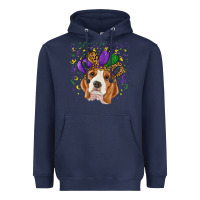 Navy Mardi gras beagle Heavyweight Hoodie - RanaPortraitStore