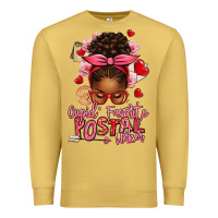 Antique Gold cupid's favorite postal worker afro messy bun Premium Sweatshirt - texasbilliewilder
