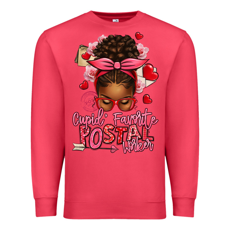 Cupid's Favorite Postal Worker Afro Messy Bun Premium Sweatshirt by texasbilliewilder | Teevron