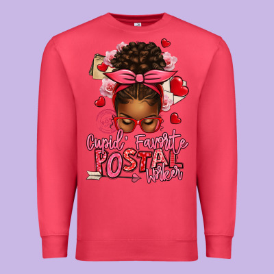 Cupid's Favorite Postal Worker Afro Messy Bun Premium Sweatshirt Designed By Texasbilliewilder
