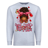 Heather Grey cupid's favorite postal worker afro messy bun Premium Sweatshirt - texasbilliewilder