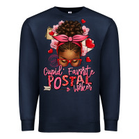 Navy cupid's favorite postal worker afro messy bun Premium Sweatshirt - texasbilliewilder