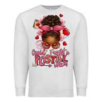 Oatmeal Heather cupid's favorite postal worker afro messy bun Premium Sweatshirt - texasbilliewilder