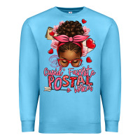 Ocean Blue cupid's favorite postal worker afro messy bun Premium Sweatshirt - texasbilliewilder