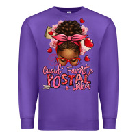 Purple cupid's favorite postal worker afro messy bun Premium Sweatshirt - texasbilliewilder