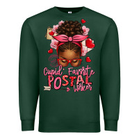 Sports Green cupid's favorite postal worker afro messy bun Premium Sweatshirt - texasbilliewilder