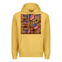 Antique Gold 4th of july hearts seamless pattern Premium Hoodie - BundleAndBundleShop
