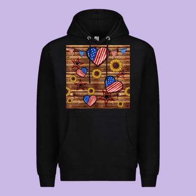 4th Of July Hearts Seamless Pattern Premium Hoodie Designed By Bundleandbundleshop