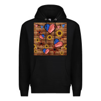 Black 4th of july hearts seamless pattern Premium Hoodie - BundleAndBundleShop