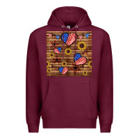 Burgundy 4th of july hearts seamless pattern Premium Hoodie - BundleAndBundleShop