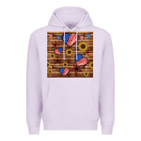 Lilac 4th of july hearts seamless pattern Premium Hoodie - BundleAndBundleShop