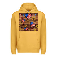 Mustard 4th of july hearts seamless pattern Premium Hoodie - BundleAndBundleShop