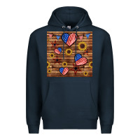 Navy 4th of july hearts seamless pattern Premium Hoodie - BundleAndBundleShop