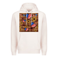Pale Pink 4th of july hearts seamless pattern Premium Hoodie - BundleAndBundleShop