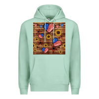 Seafoam 4th of july hearts seamless pattern Premium Hoodie - BundleAndBundleShop