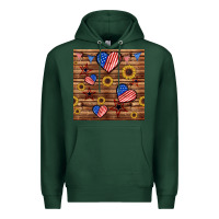Sports Green 4th of july hearts seamless pattern Premium Hoodie - BundleAndBundleShop