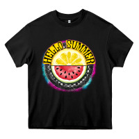 Black Hello Summer Heavy Core Tee - CowhideDigitalArt