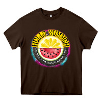 Chocolate Brown Hello Summer Heavy Core Tee - CowhideDigitalArt