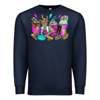 Navy hair hustler coffee cups Premium Sweatshirt - Zillion Design Studio