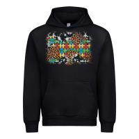 Black autism awareness leopard cowhide background Urban Hoodie - Artiststas