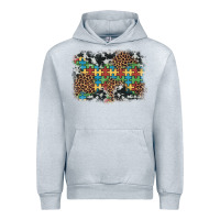Heather Grey autism awareness leopard cowhide background Urban Hoodie - Artiststas