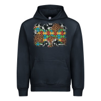 Navy autism awareness leopard cowhide background Urban Hoodie - Artiststas