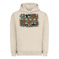 Pigment French Oak autism awareness leopard cowhide background Urban Hoodie - Artiststas