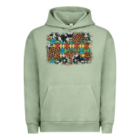 Pigment Oil Green autism awareness leopard cowhide background Urban Hoodie - Artiststas