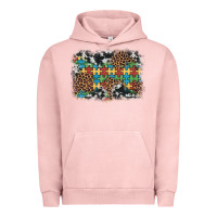 Pigment Salmon autism awareness leopard cowhide background Urban Hoodie - Artiststas