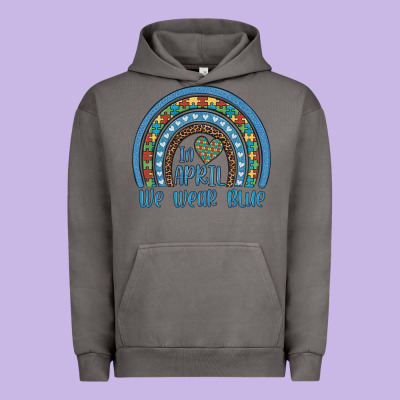 In April We Wear Blue Autism Awareness Leopard Rainbow Urban Hoodie Designed By Artiststas