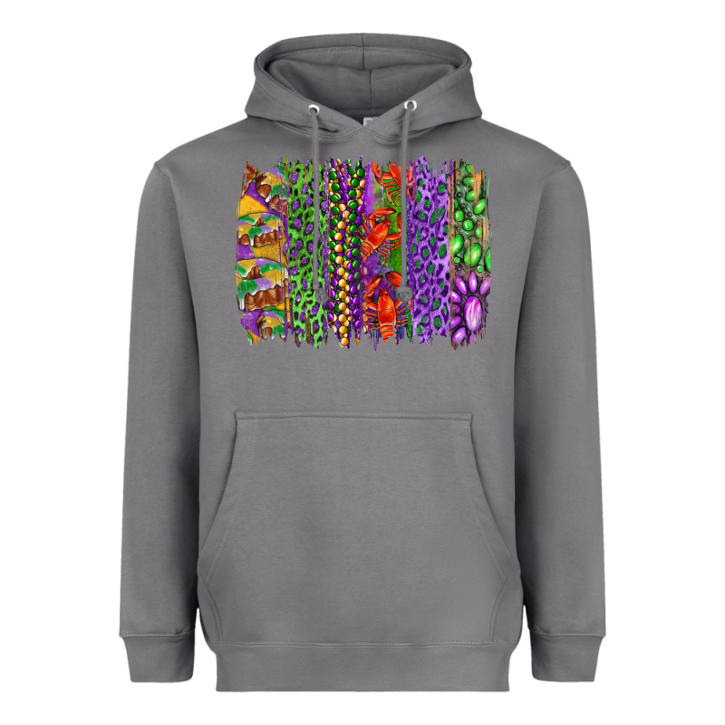 Mardi Gras Brush Strokes King Cake And Craw Fish Heavyweight Hoodie by RanaPortraitStore | Teevron