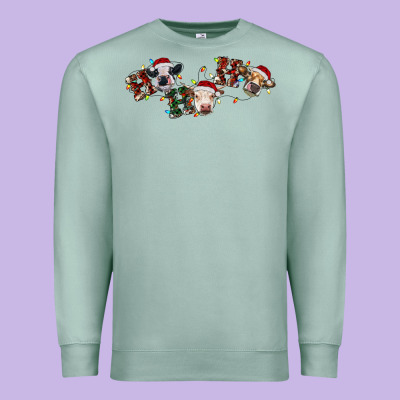 Hohoho Christmas Cows Premium Sweatshirt Designed By Ranaportraitstore