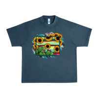 Midnight Navy wyoming map sunflower cactus serape Urban Heavy Tee - RanaPortraitStore