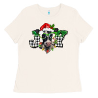 Bone Christmas joy black and white cow Ladies Tee - BarkalooDesign