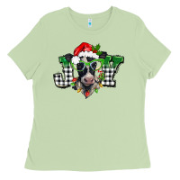 Matcha Christmas joy black and white cow Ladies Tee - BarkalooDesign