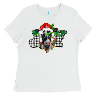 White Christmas joy black and white cow Ladies Tee - BarkalooDesign