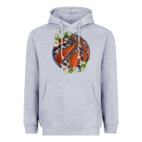 Heather Grey basketball with patterns and daisies Heavyweight Hoodie - texasbilliewilder
